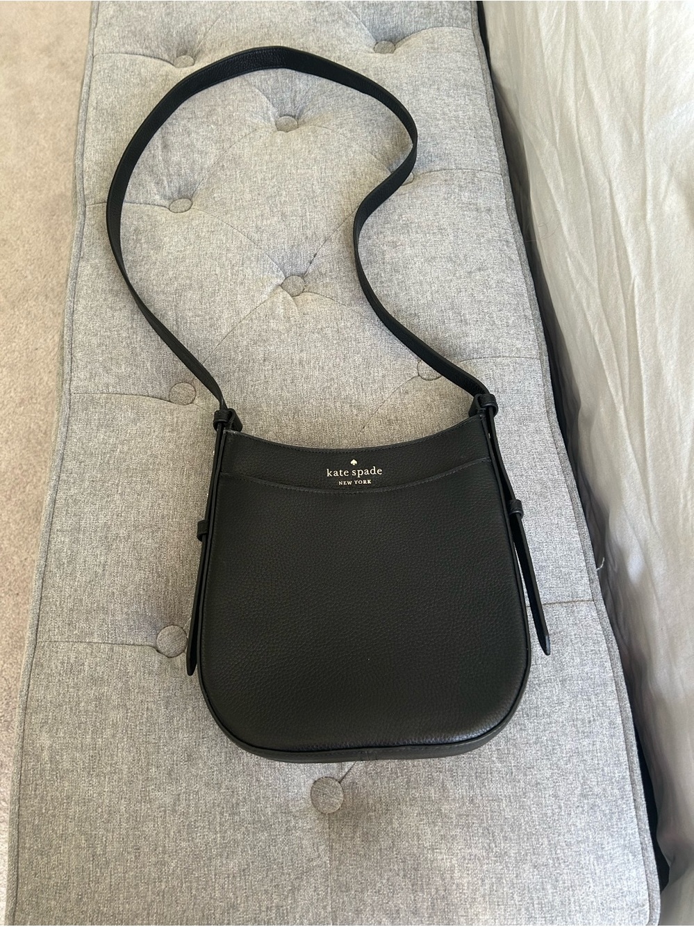 kate spade Black Pebble Leather Crossbody Saddle Bag